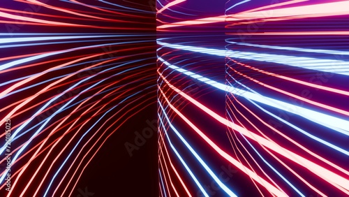 Fototapeta Naklejka Na Ścianę i Meble -  abstract colorful high-speed light trails background, motion effect, neon fastest glowing light, empty space scene, cyber futuristic sci-fi background, technology wallpaper, 3d render