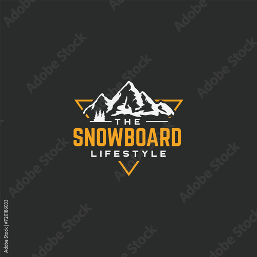 Snowmount Top Mountain Pine Evergreen forest For Adventure Ski Explorer Triangle Logo Design Inspiration