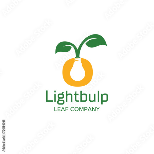 Growth Leaf With Light Bulb Negative style Logo design Inspiration