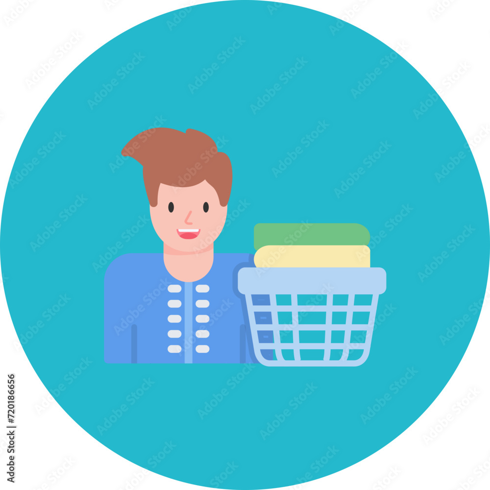 Man Doing Laundry icon vector image. Can be used for Housekeeping. Man Doing Laundry icon vector image. Can be used for Housekeeping.