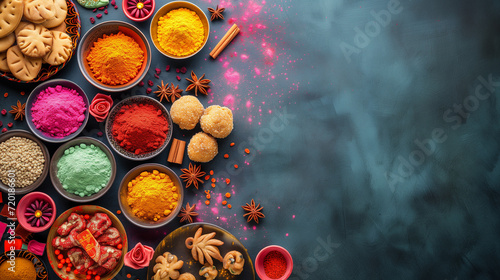 Chinese New Year desserts meet the vibrancy of Indian color festivals, blending cultural sweetness and colorful joy to create a delightful and multicultural culinary celebration photo