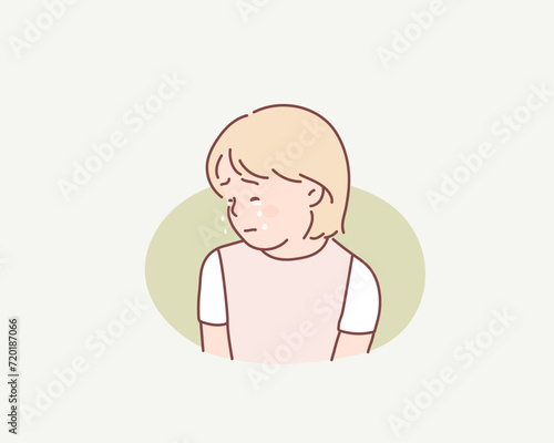 Crying girl. Hand drawn style vector design illustrations.