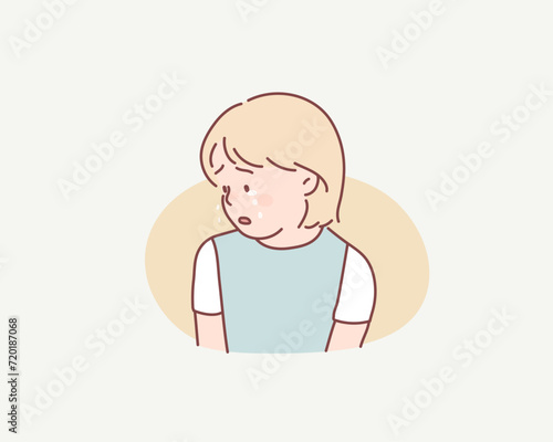 Crying girl. Hand drawn style vector design illustrations.