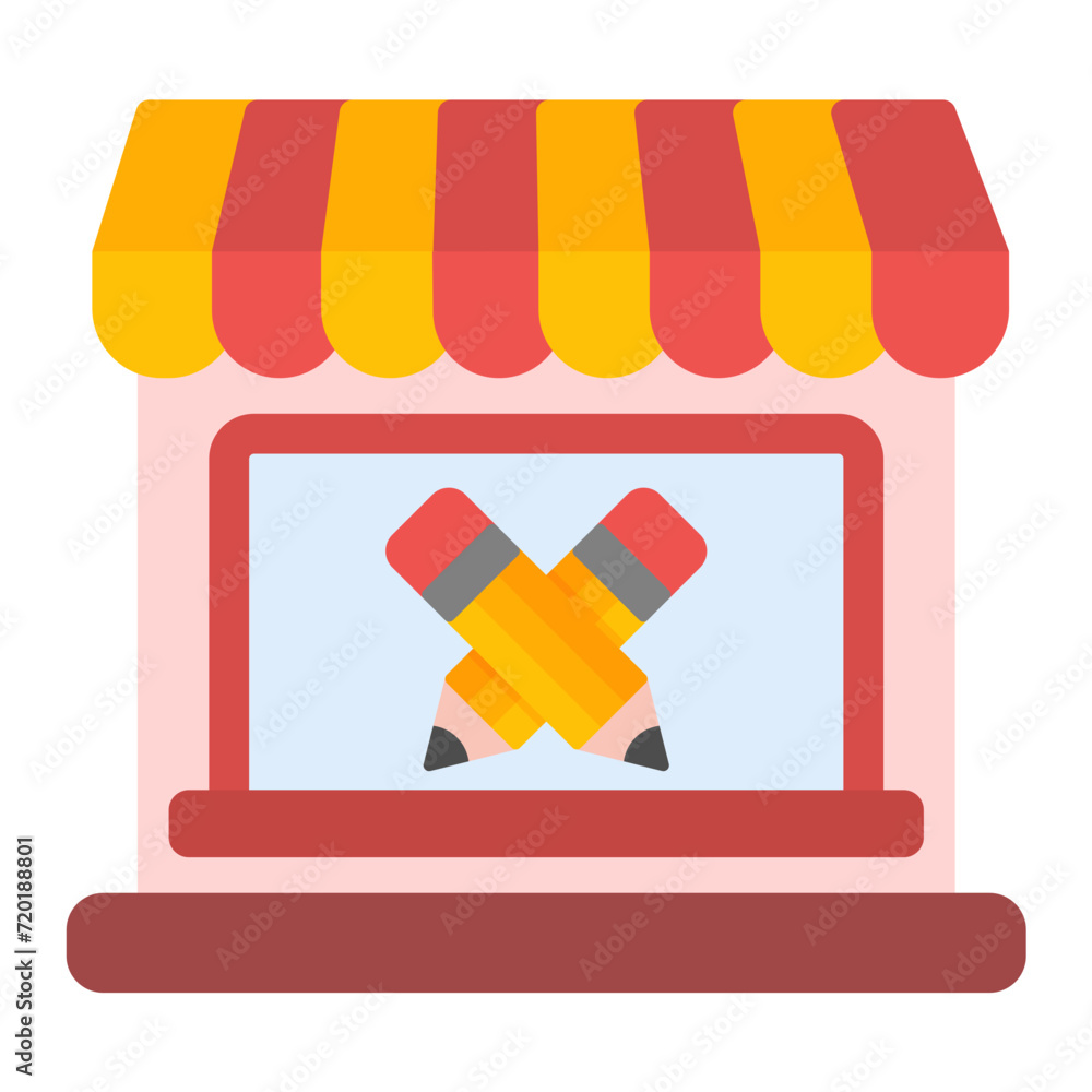 Stationery Shop icon vector image. Can be used for Shops and Stores.