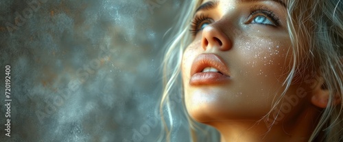 Young Blonde Woman Singing Song Using, Background HD For Designer