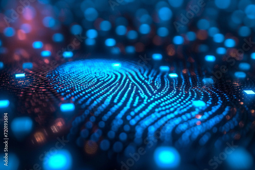 Close-up of electronic circuit board with finger print, Technology background, Generative Ai