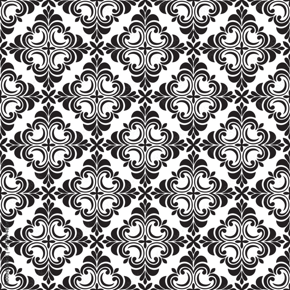 Abstract floral seamless pattern. Black and white. Modern stylish texture. Vector background.