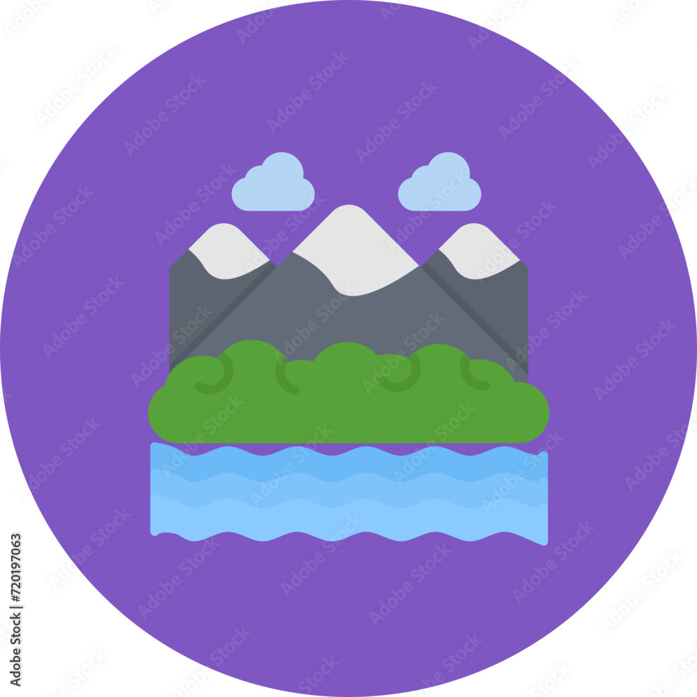 Lake Landscape icon vector image. Can be used for Landscapes.