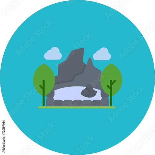 Hot Spring Landscape icon vector image. Can be used for Landscapes.