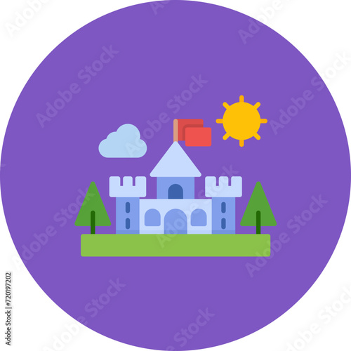 Castle Landscape icon vector image. Can be used for Landscapes.