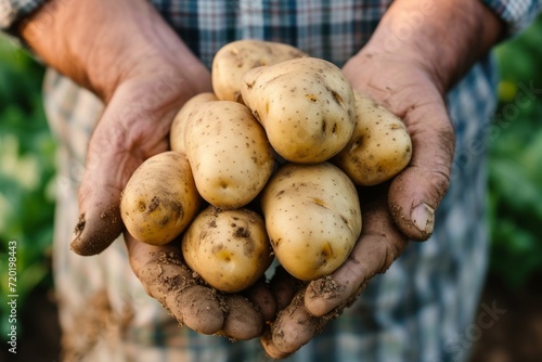 Person Holding a Bunch of Potatoes photo