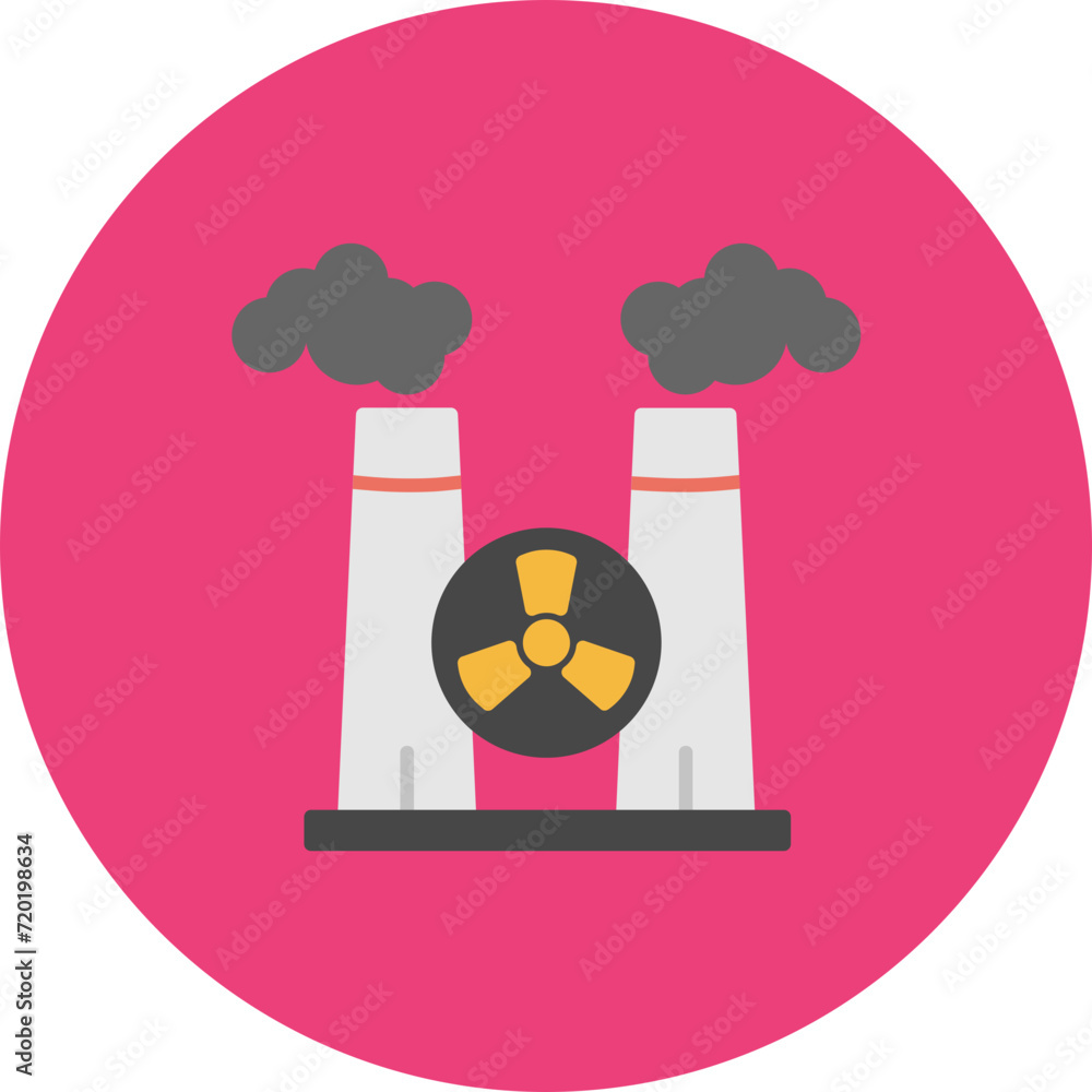 Nuclear Factory icon vector image. Can be used for Nuclear Energy.