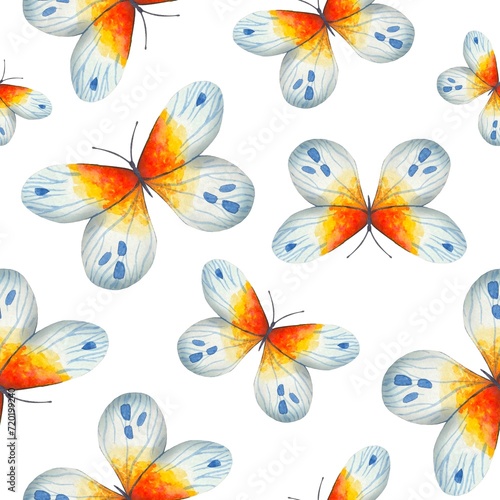 Watercolor seamless pattern with abstract  butterflies. For fabric  textiles  wallpaper