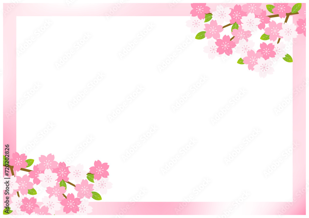 桜の花が美しい春の桜フレーム背景20グラデーション