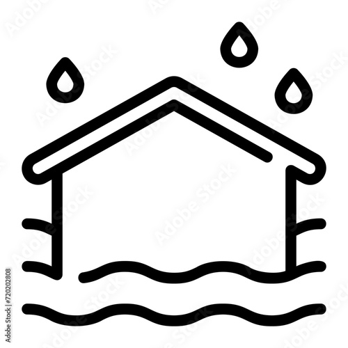 flooded house line icon