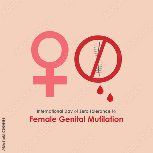 International Day Of Zero Tolerance To Female Genital Mutilation. Concept design for stopping female genital mutilation and Zero tolerance for FGM. Vector, illustration.