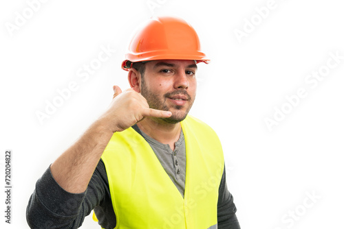 Trustworthy builder friendly expression making calling gesture