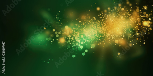 Happy New Year,Beautiful creative holiday background with fireworks and Sparkling on green background,Abstract blurred festive background in gold and green colors with bokeh lights. St. Patrick's Day
