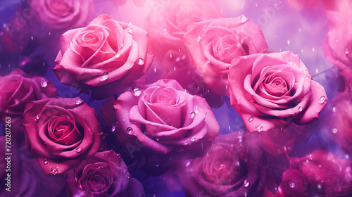 Roses bouquet festive background. Natural red rose background. Bouquet of fresh rose flowers, bright background. Festive Valentine day
