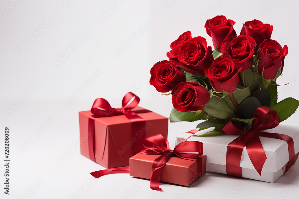 Flowers red roses on white background. Birthday. Valentine's Day. Greeting card Flowers red roses on white background. Birthday. Valentine's Day. Greeting card