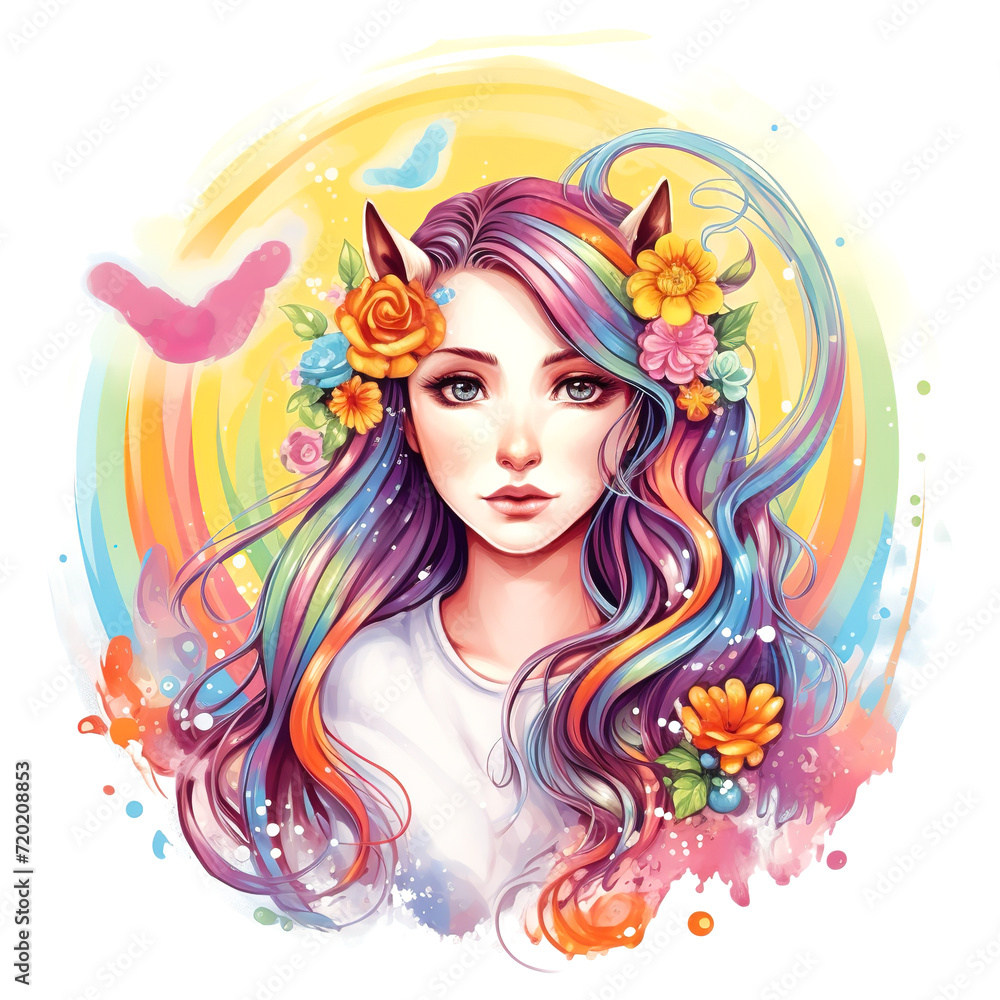 Dreamy pastel illustration of a unicorn