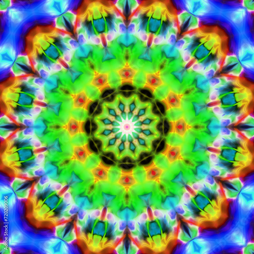 Modern floral ornament. Creative mandala. Color Raster illustration. For Wallpaper, print, fashion. Carpet designs patterns Persian relief