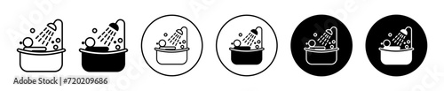Person Bathing simple icon collection set on white background color