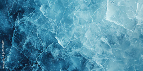 Beautiful winter natural blue ice texture of surface of frozen. Nature abstract pattern of white cracks. Winter seasonal background, mock up, flat lay, ice texture background,ice banner	
 photo