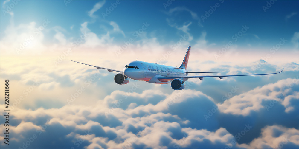 airplane in the blue sky