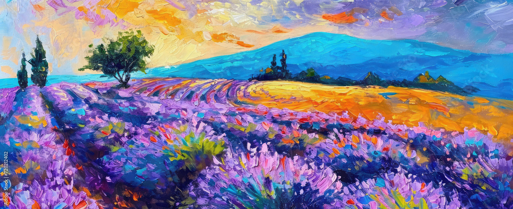 Fototapeta premium Lavender fields.Created with AI
