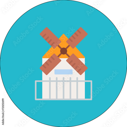 Kinderdijk Windmills icon vector image. Can be used for Landmarks.