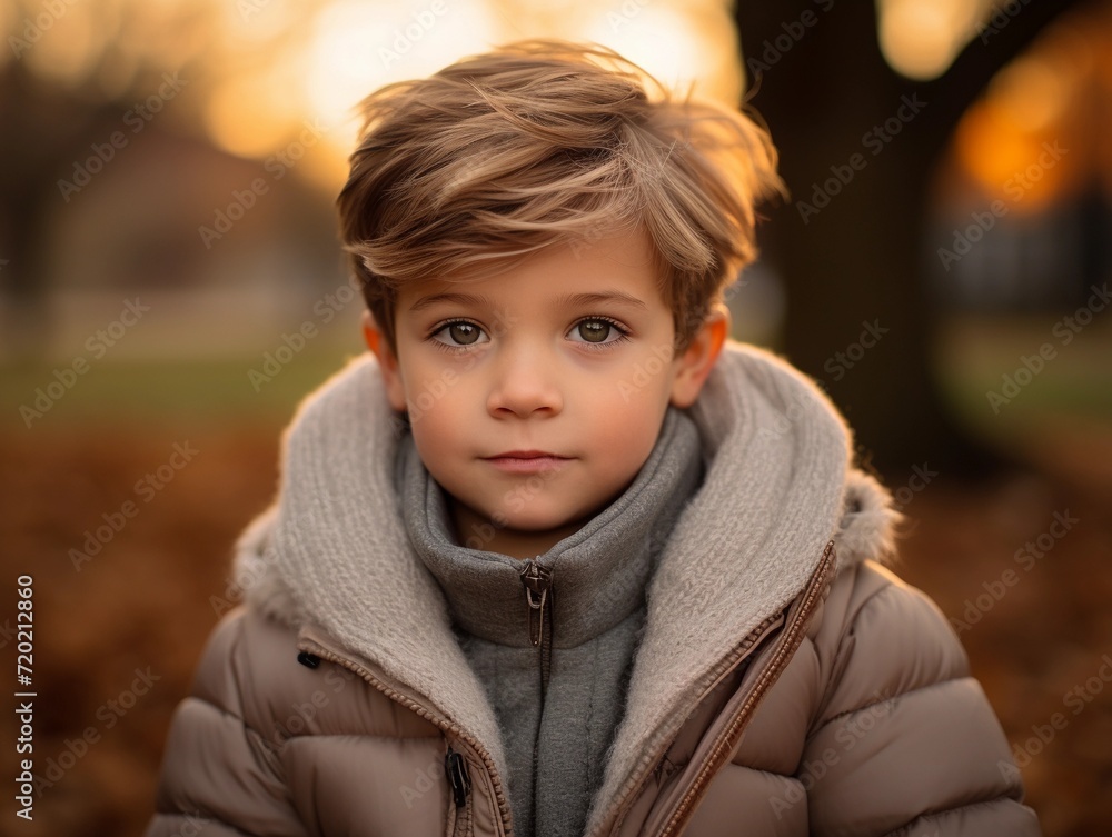 Young Boy in Park Wearing Jacket Young Boy in Park Wearing Jacket