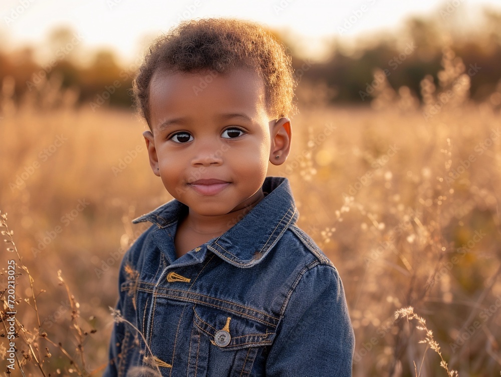 Little Boy Standing in a Field of Tall Grass Little Boy Standing in a Field of Tall Grass