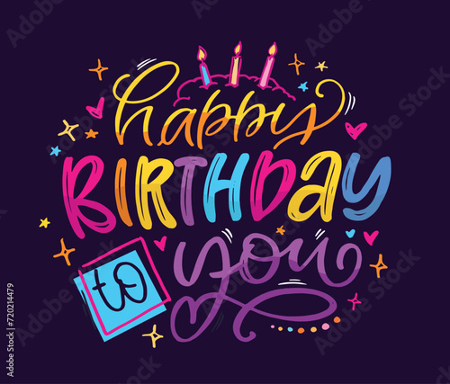 Happy birthday - cute hand drawn doodle lettering postcard. Time to celebrate. Make a wish. Birthday Party time - label for banner, t-shirt design.100% vector