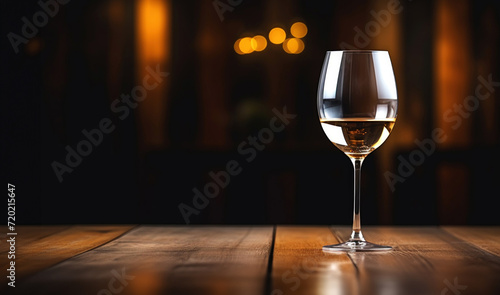 Elegant glass of white wine on blurred bar background. Wine industry concept. Generative AI