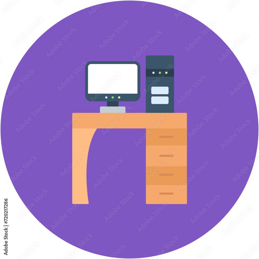 Computer Table icon vector image. Can be used for Interior. Computer Table icon vector image. Can be used for Interior.