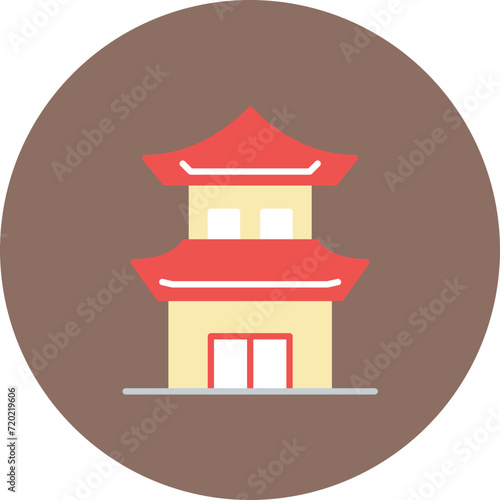 Chinese House icon vector image. Can be used for Type of Houses.