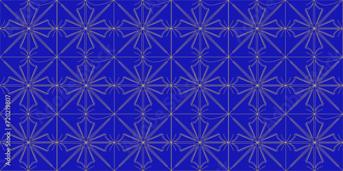 patrón sin fisuras de fondo abstracto estrella de Navidad con elegantes líneas de vectores de oro. Fondo geométrico azul con líneas doradas.