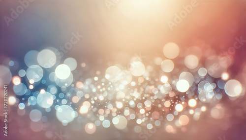 Abstract cream background with blurry festival lights and outdoor celebration bokeh. festive, design, holiday, decoration, glitter, christmas, pattern, texture, bright, blur. Generative AI.