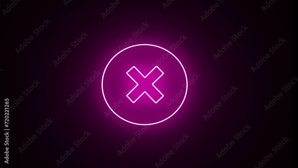 neon line X Mark, Cross in circle icon isolated on black background. Exit error delete icon neon glowing sign. neon line X Mark, Cross in circle icon isolated on black background. Exit error delete icon neon glowing sign.