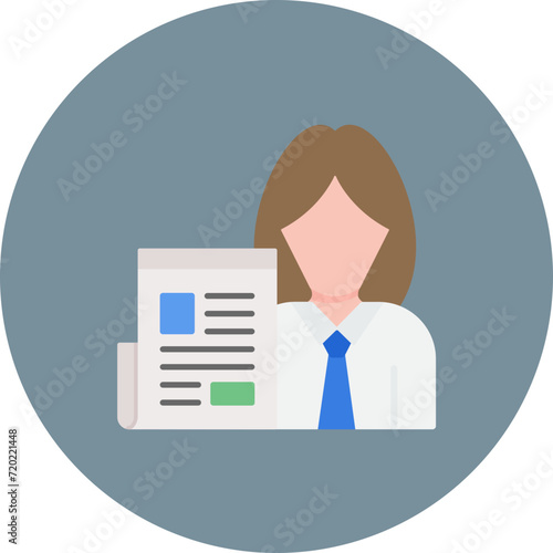 Female Journalist icon vector image. Can be used for News and Media.