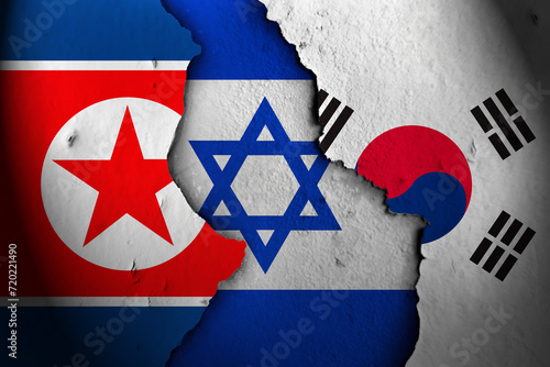 Israel between north korea and south korea. photo