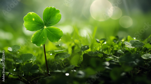 Luck in the Light: Dew-Kissed Clover of Fortune