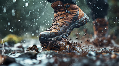Trailblazing: Hiking Boot on Rugged Terrain