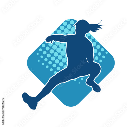 Silhouette of a sporty man jumping. Silhouette of a dancer male in action pose.