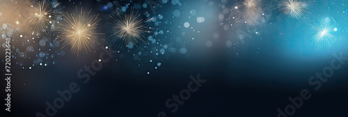 Happy New Year, Beautiful creative holiday background with fireworks and Sparkling, space for text 