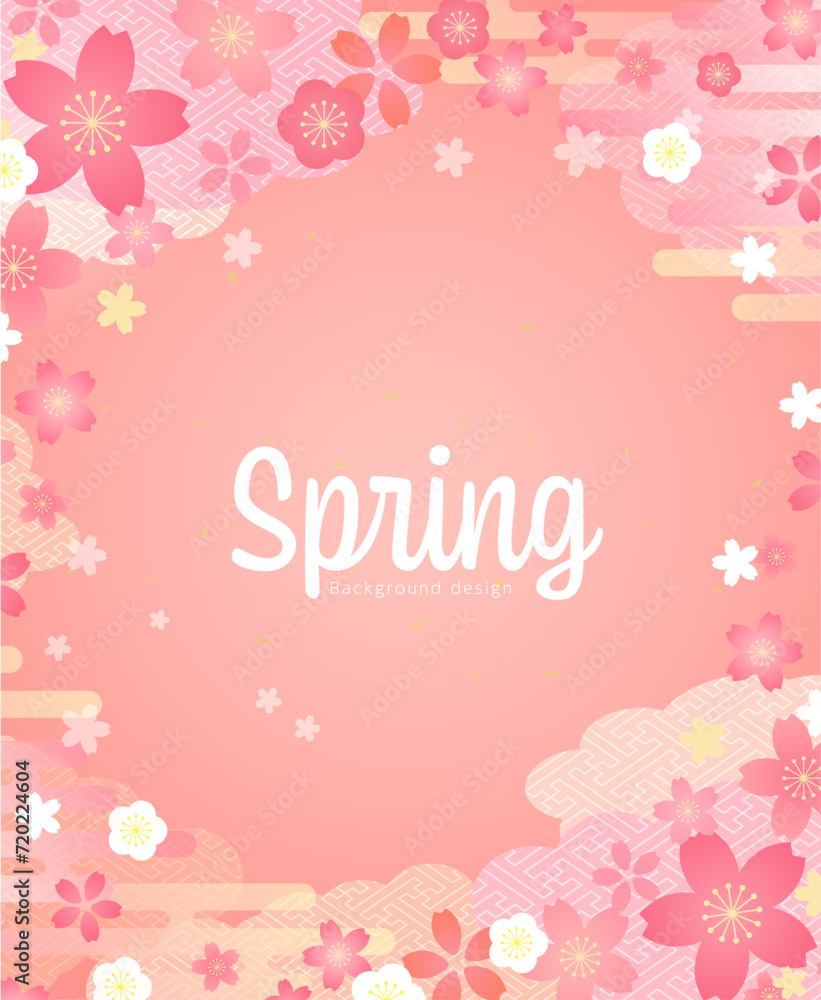 桜のイラストが美しい春の背景デザイン 桜のイラストが美しい春の背景デザイン