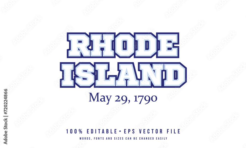 Rhode Island typography design vector for shirt, mug, cap, jersey, hoodie. Editable college t-shirt design printable text effect vector