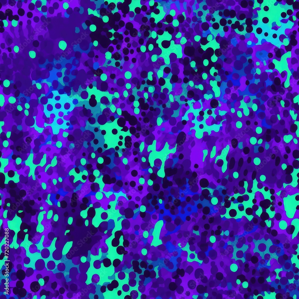 Neon Leopard Dreamscape. A dreamscape of neon leopard spots floating on a deep blue backdrop.