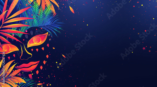 Dark blue background with vibrant Brazilian